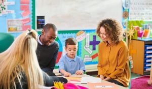 Parent teacher interview at school